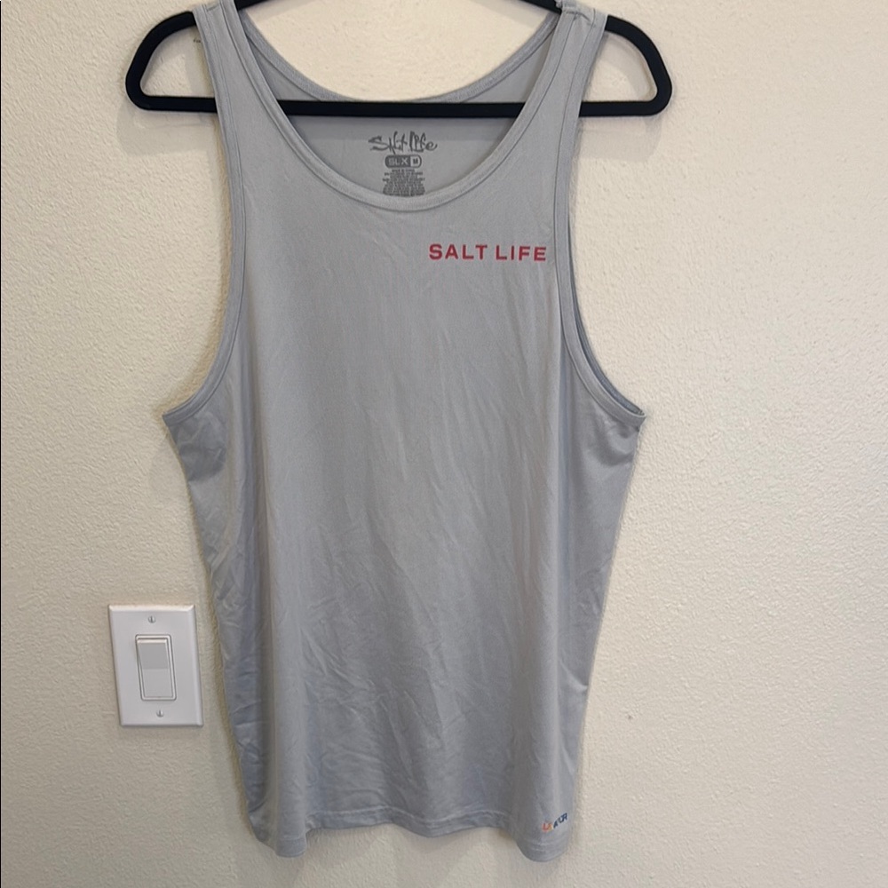 Salt Life Medium Light Gray SLX Tank with Red Logo